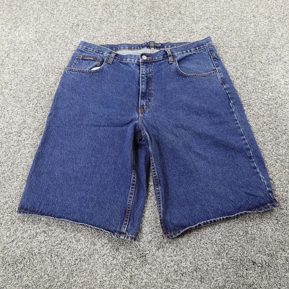 US Polo Assn Shorts Mens 38 Dark Blue Denim Jean Jorts Baggy Skater Grunge Y2K